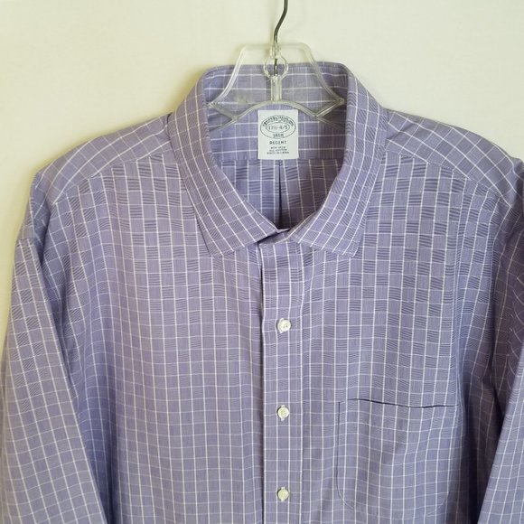 Brooks Brothers Purple Plaid Dress Shirt REGENT FIT Mens Size 17.5-4/5 - Picture 3 of 6